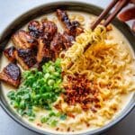 Fiery Chicken Ramen with Creamy Garlic Sauce Recipe
