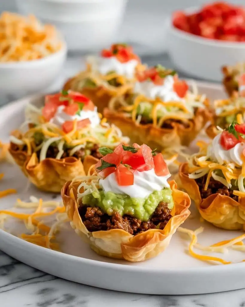 Taco Bites with Wonton Shells Recipe