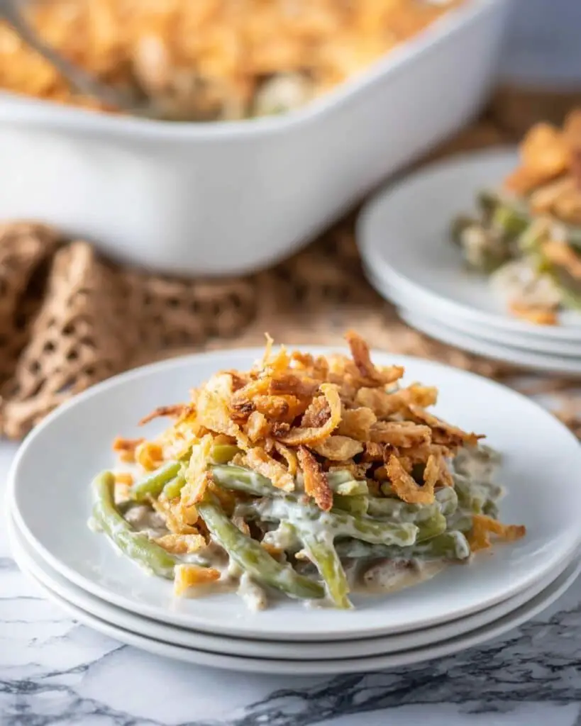 Creamy Green Bean Casserole with Crispy Fried Onions Recipe