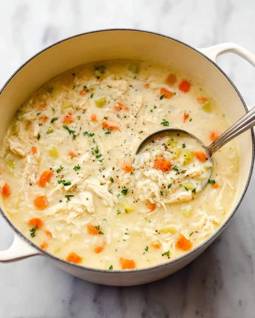 Easy Creamy Chicken and Rice Soup Recipe