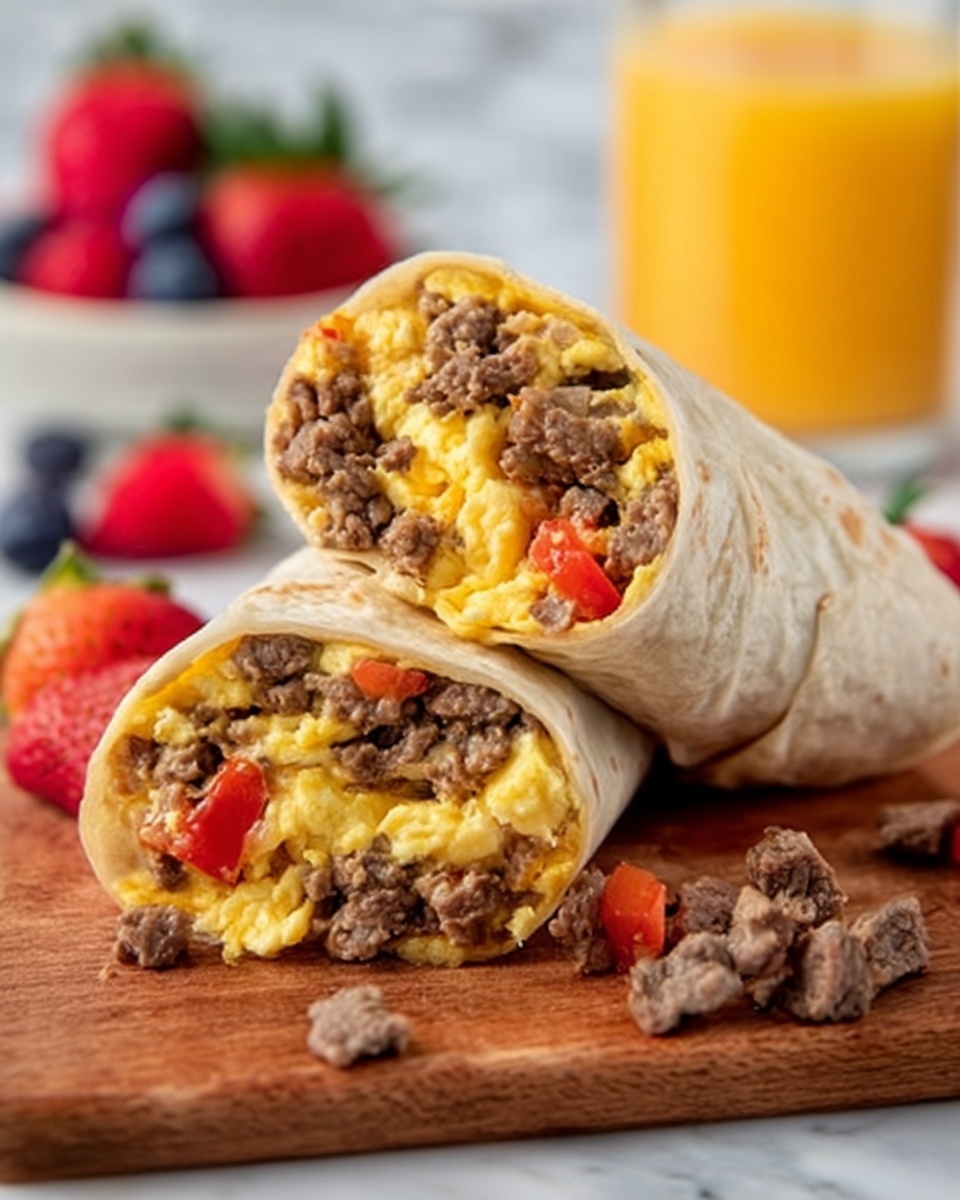 The image shows two stacked burrito halves with the top half resting slightly to the side on a white marbled surface. Each burrito looks soft and toasted with a light golden brown tortilla wrap. Inside, there are layers of finely chopped cooked meat, dark brown beans, and small pieces of red pepper mixed together. The filling appears moist and dense. The top burrito half reveals melted light yellow cheese stretching slightly over the filling. Photo taken with an iphone --ar 4:5 --v 7