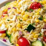 Fresh Cold Lemon Orzo Pasta Salad with Cucumber and Mint Recipe