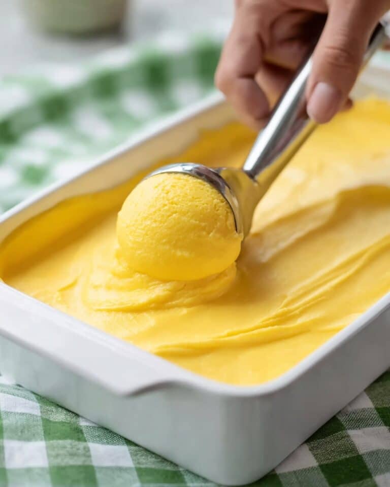 Creamy Mango Sorbet with Lime and Mint Recipe