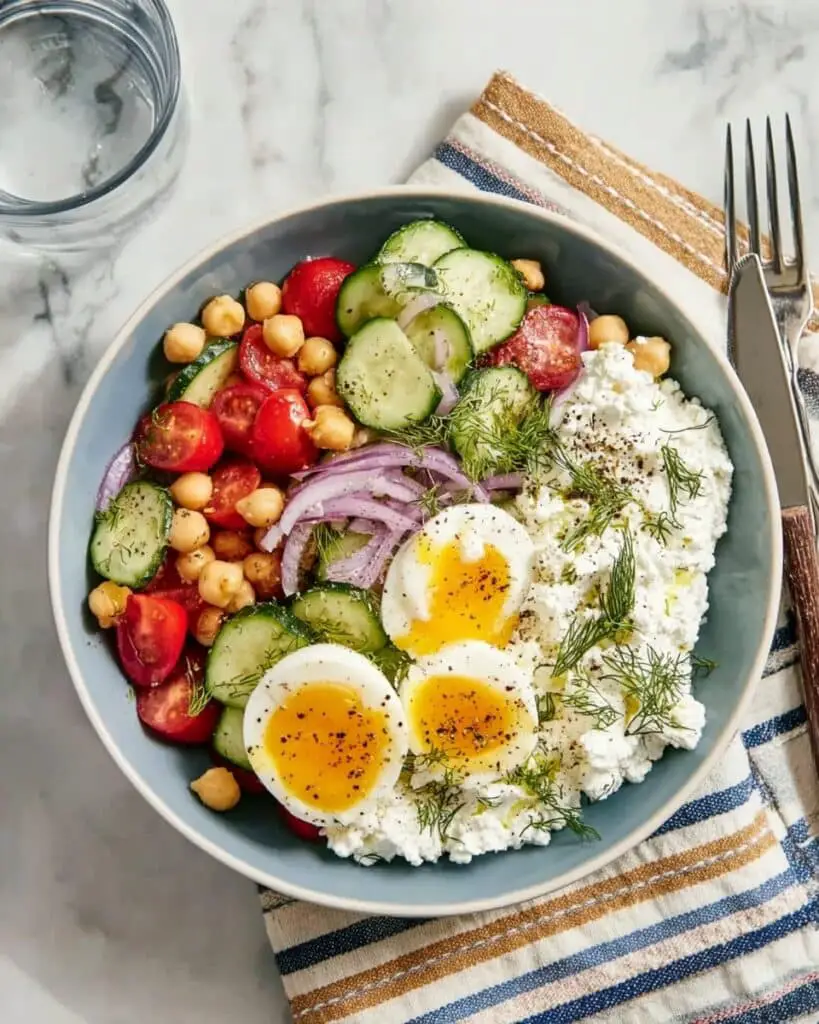 High-Protein Cottage Cheese Bowl with Capers, Dill, and Soft-Cooked Egg Recipe