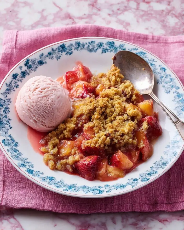 Rhubarb and Strawberry Crisp with Pecan Topping Recipe