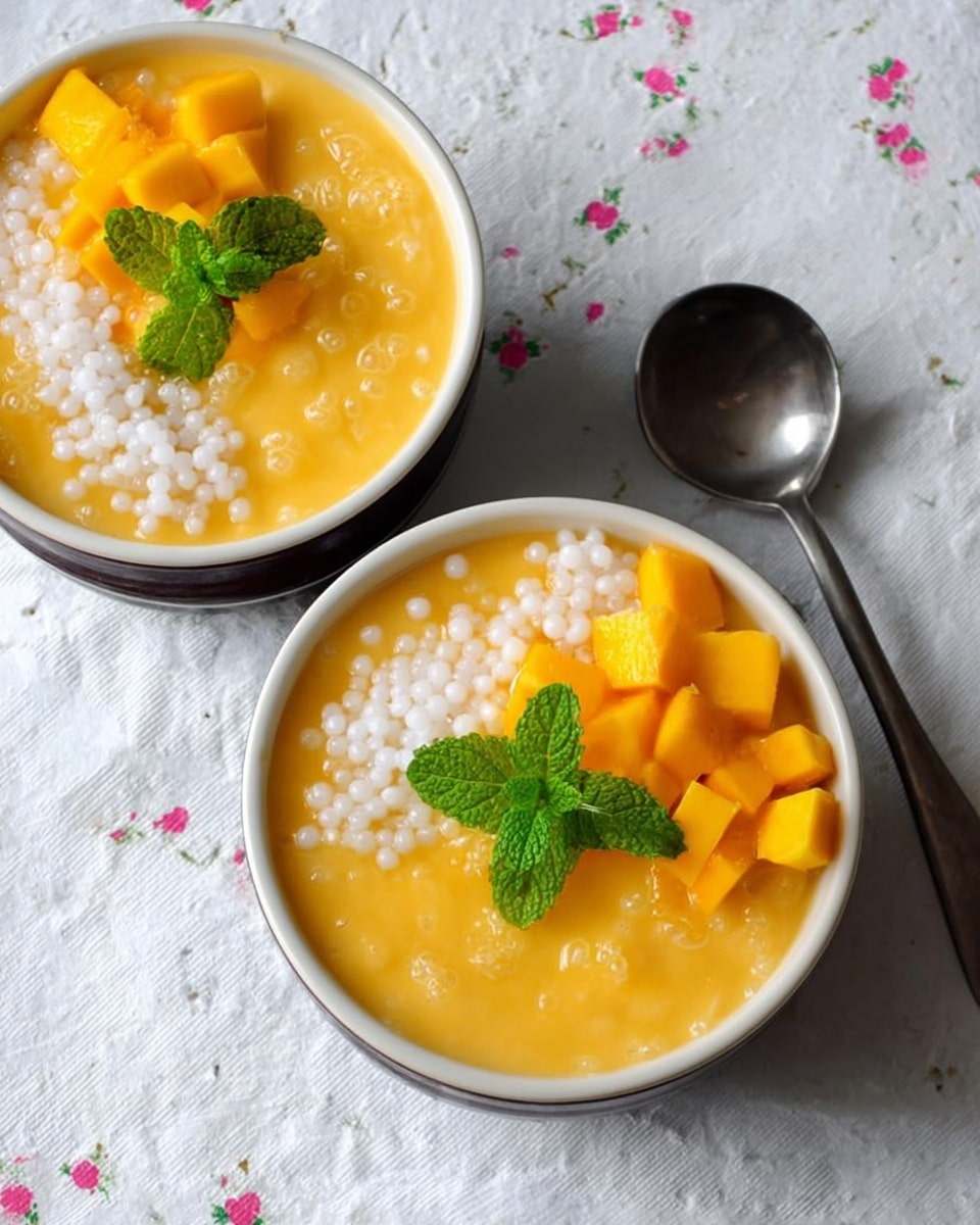 Mango Sago: Easy Eggless Mango Pudding with Tapioca Pearls Recipe