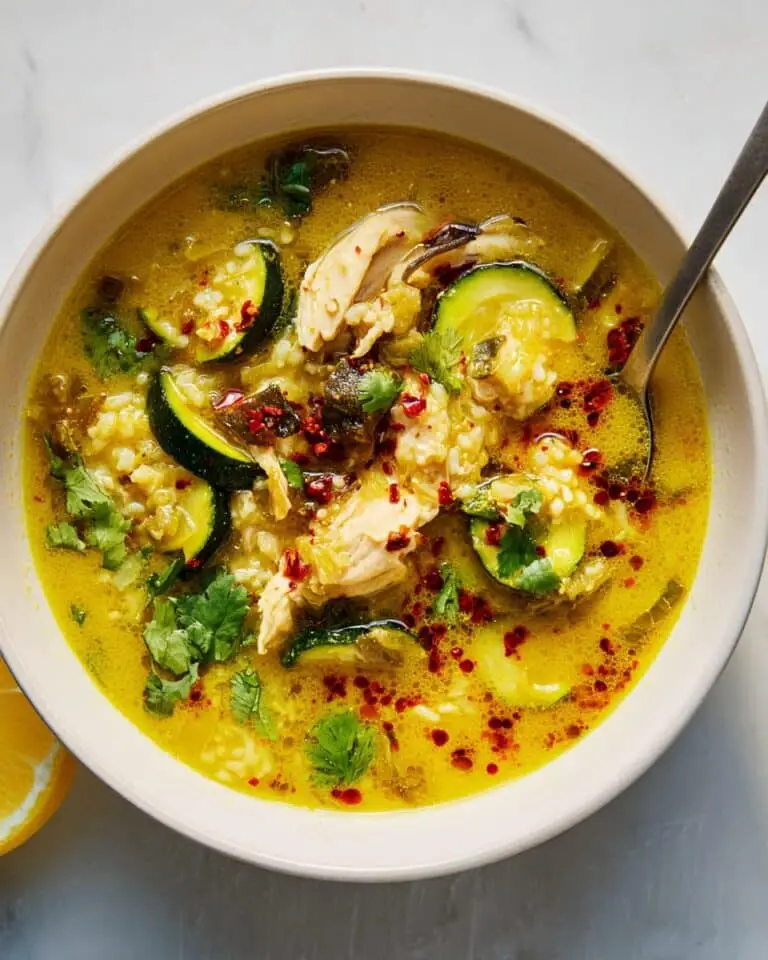 Ginger Chicken and Rice Soup with Zucchini Recipe