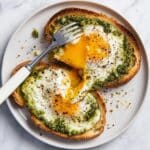 Pesto Eggs on Toast with Goat Cheese Recipe