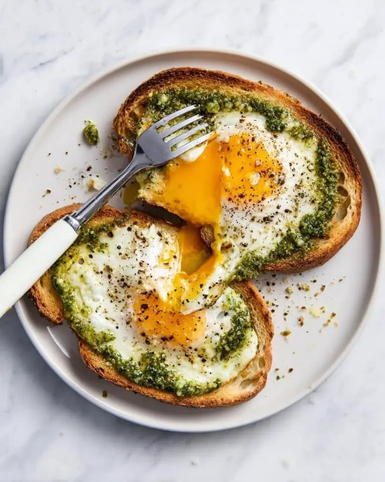 Pesto Eggs on Toast with Goat Cheese Recipe