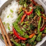 Ground Beef Stir Fry with Vegetables and Orange Soy Sauce Recipe