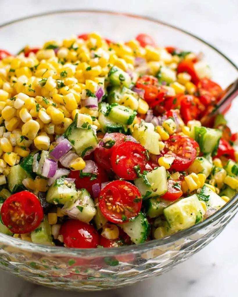 Fresh Corn Salad with Cherry Tomatoes, Bell Peppers, and Cotija Recipe