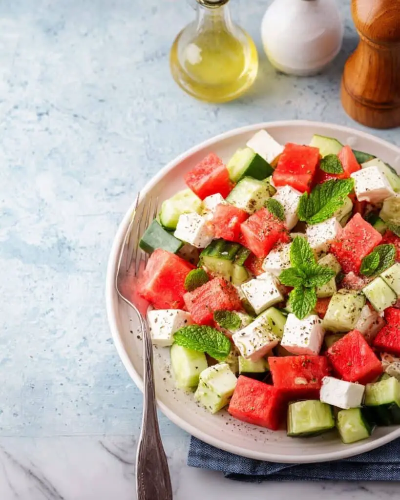 Fresh Watermelon Cucumber Feta Salad Recipe
