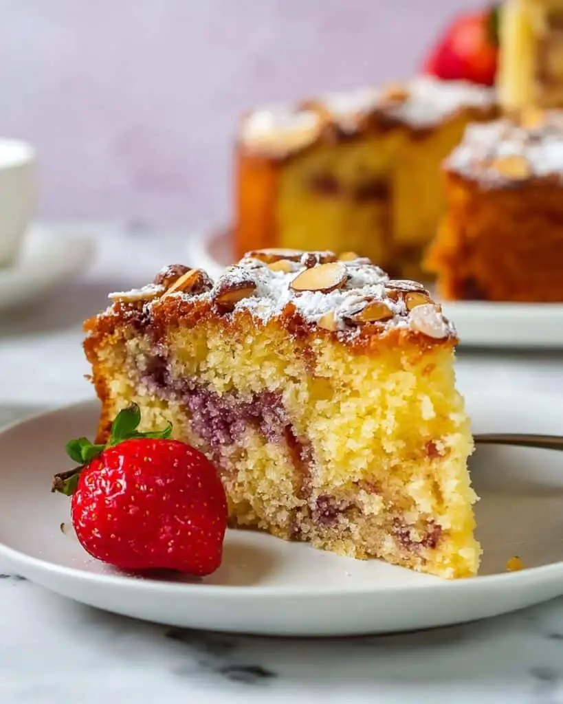 Strawberry Ricotta Cake with Almonds and Balsamic Maceration Recipe