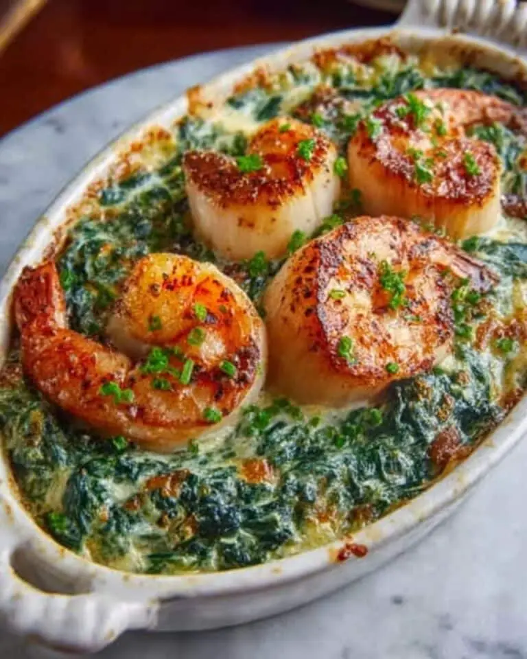 Seafood Spinach Rockefeller with Turkey Bacon Recipe