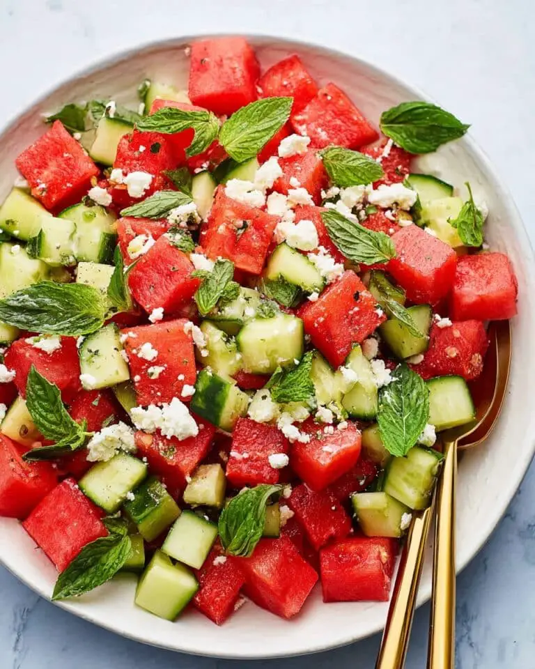 Watermelon Salad with Feta, Cucumber, and Fresh Herbs Recipe
