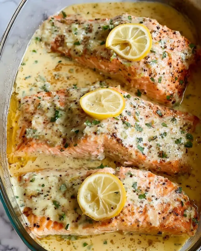 Baked Salmon with Lemon Butter Cream Sauce Recipe