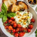 Grilled Cherry Tomato Caprese Salad with Crunchy Garlic Recipe