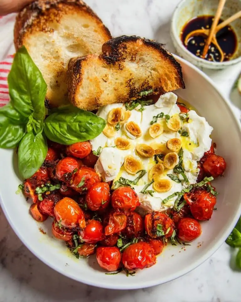 Grilled Cherry Tomato Caprese Salad with Crunchy Garlic Recipe