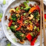Ground Turkey and Veggie Stir Fry with Nuts Recipe