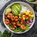 Shrimp Bowls with Coconut Cilantro Lime Rice & Pineapple Salsa Recipe