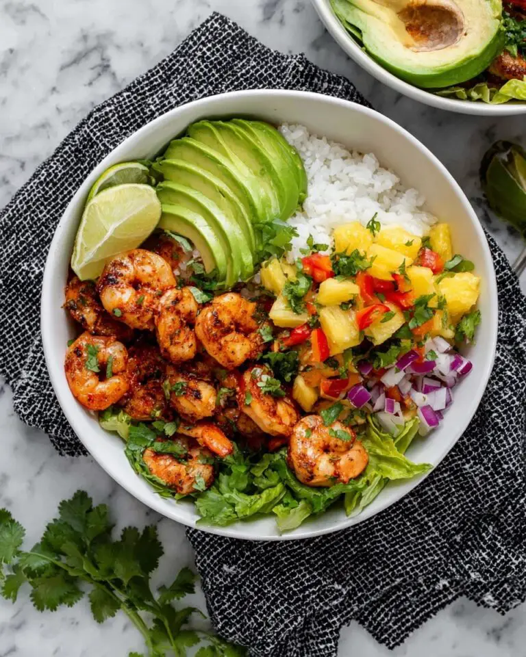 Shrimp Bowls with Coconut Cilantro Lime Rice & Pineapple Salsa Recipe