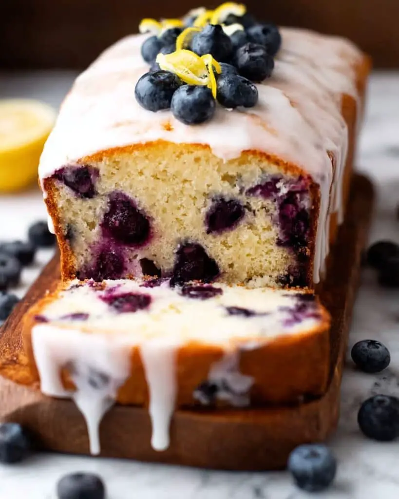 Blueberry Bread Loaf with Lemon Icing Recipe