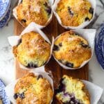 Fluffy Bakery-Style Blueberry Muffins with Cinnamon Sugar Topping Recipe
