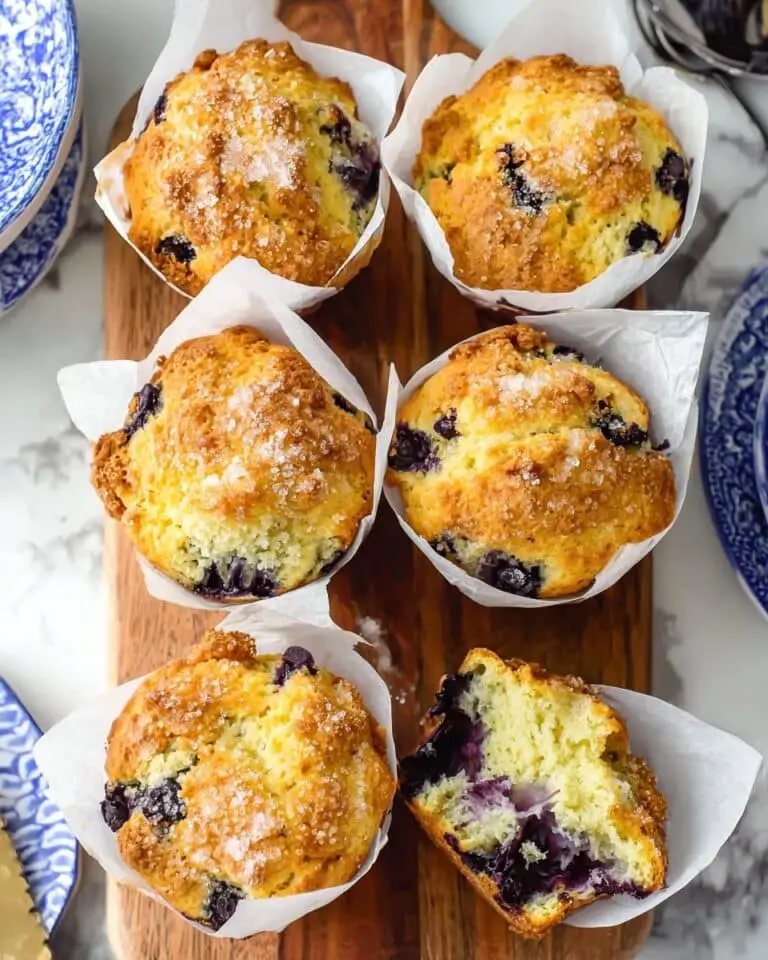 Fluffy Bakery-Style Blueberry Muffins with Cinnamon Sugar Topping Recipe