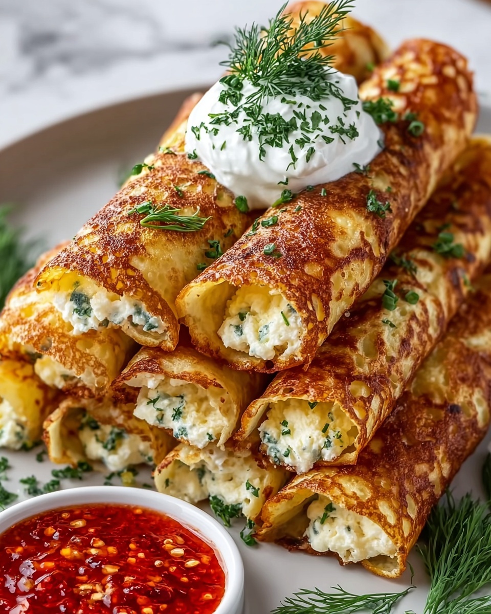 The image shows three golden, crispy rolls placed closely together on a dark plate filled with small sesame seeds and sprinkled herbs on top. The rolls have a shiny, textured outer layer with small bits of seasoning and green herbs giving a fresh look. The plate sits on a white marbled surface, and there is a dried red chili beside the rolls adding a splash of deep red color. The rolls are layered tightly, with a crunchy outer shell and a soft, creamy filling slightly visible from the ends, making them look tasty and inviting. photo taken with an iphone --ar 4:5 --v 7