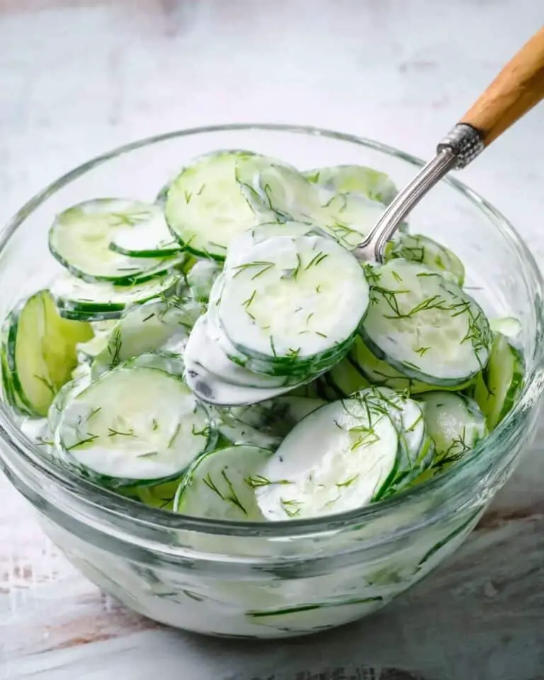 Creamy Cucumber Salad with Fresh Dill and Sour Cream Dressing Recipe
