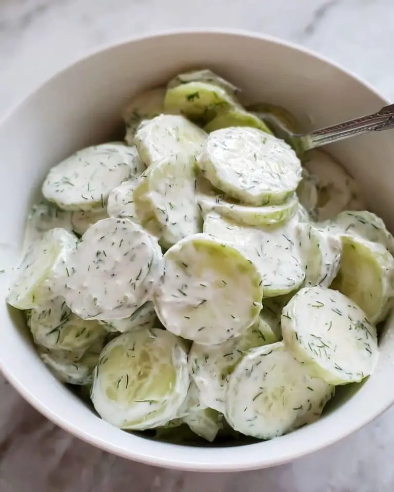 Easy and Creamy Cucumber Salad Recipe