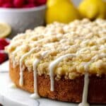Lemon Raspberry Coffee Cake with Lemon Glaze and Crumb Topping Recipe