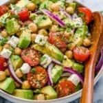 Chickpea Salad with Cherry Tomatoes, Cucumber, Avocado, and Feta Recipe