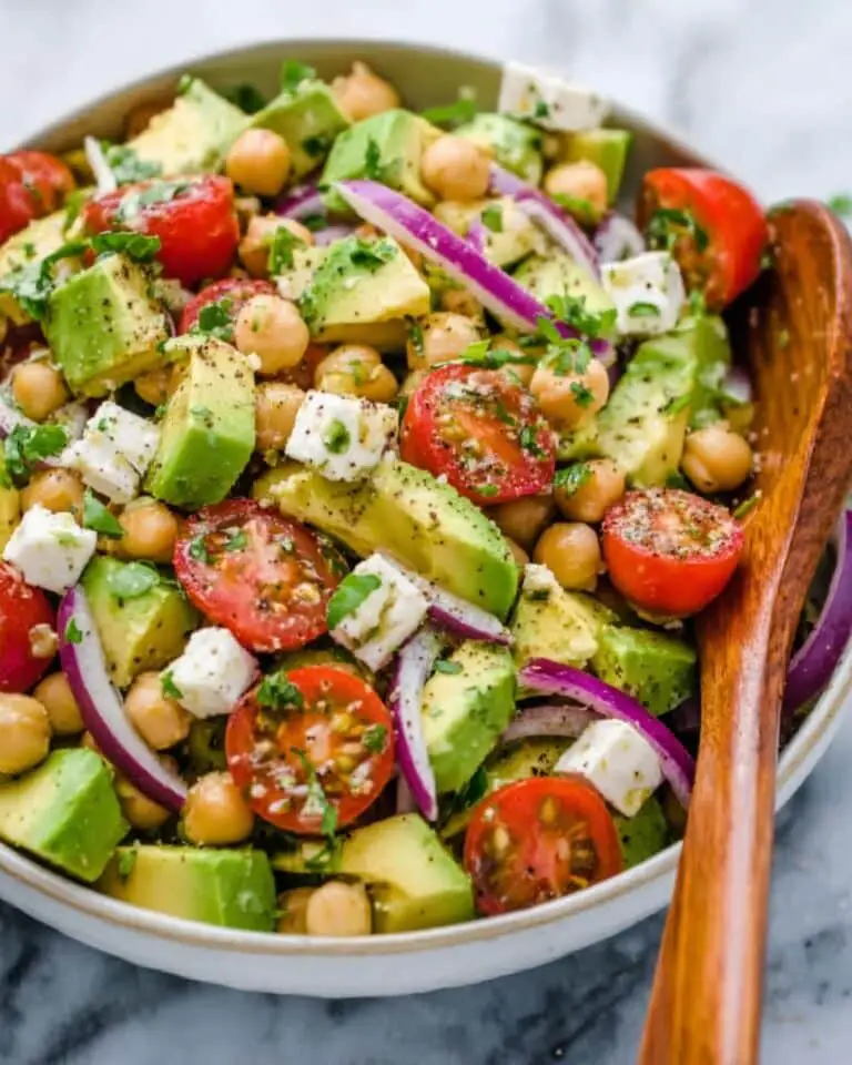 Chickpea Salad with Cherry Tomatoes, Cucumber, Avocado, and Feta Recipe