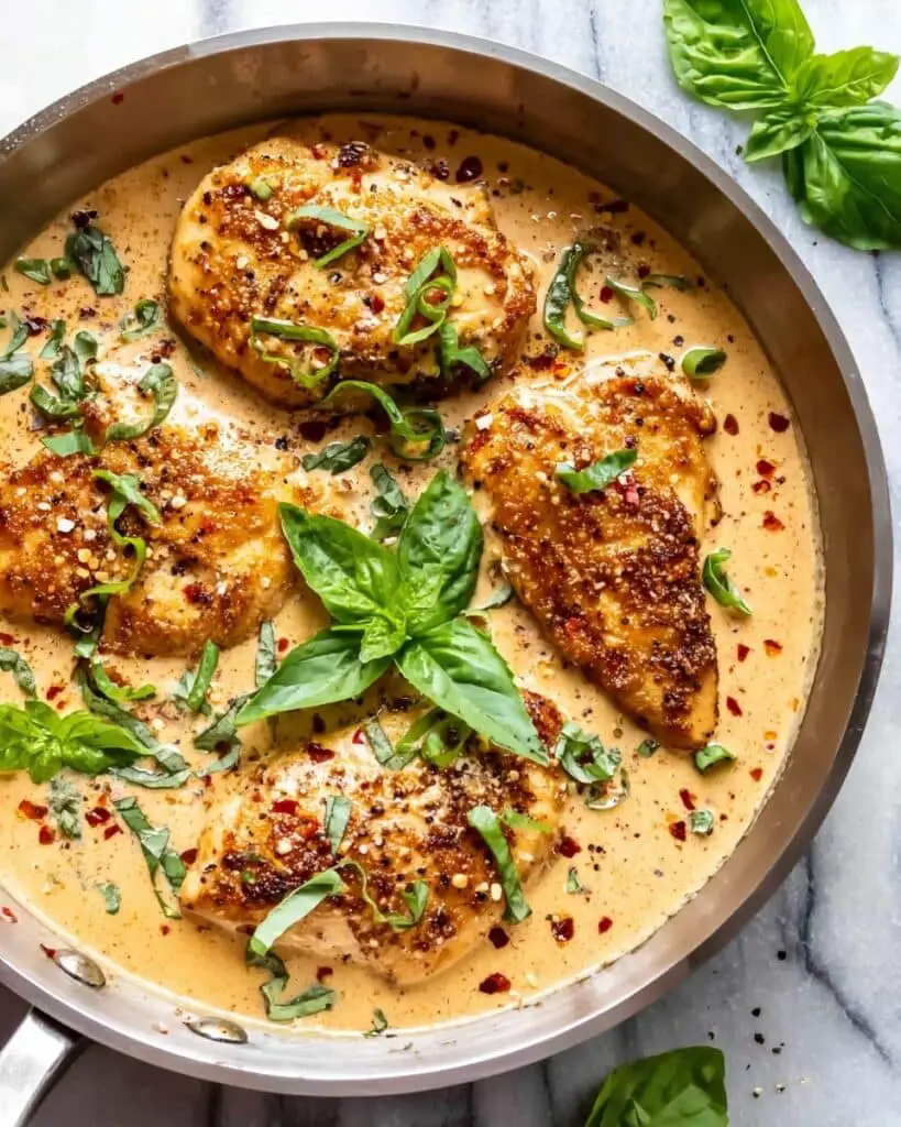 Creamy Parmesan Basil Chicken Recipe