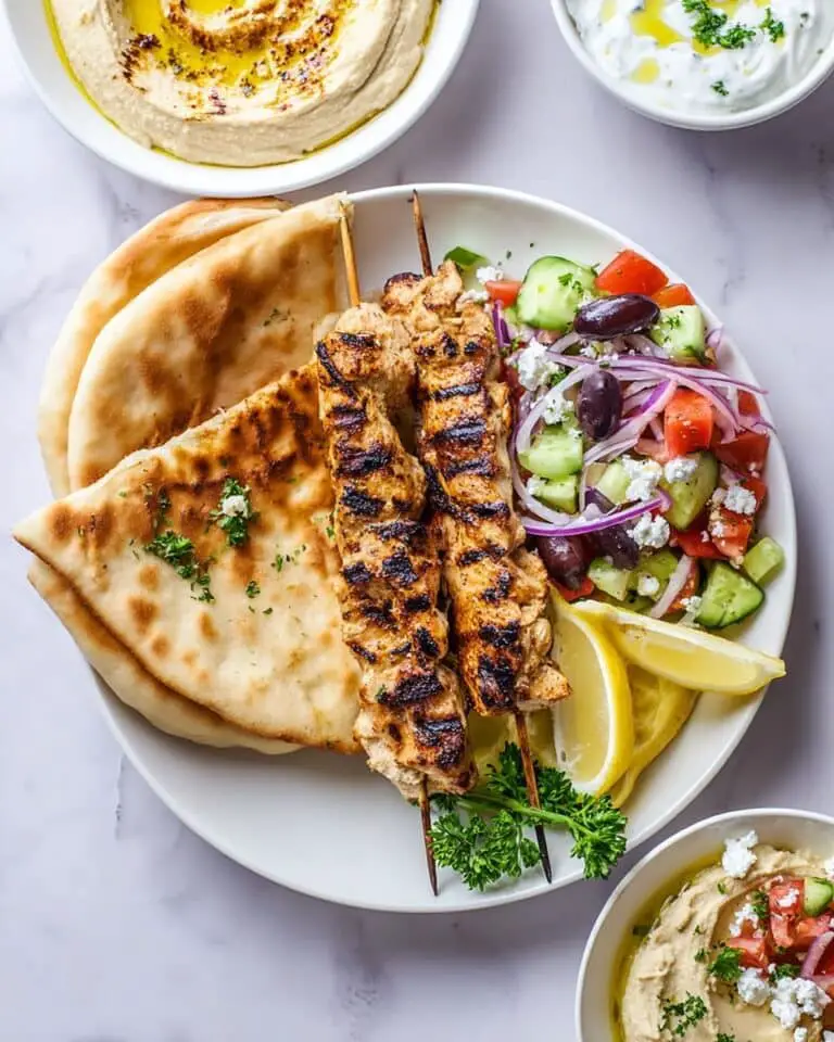 Greek Lemon Chicken Skewers with Tzatziki Sauce Recipe