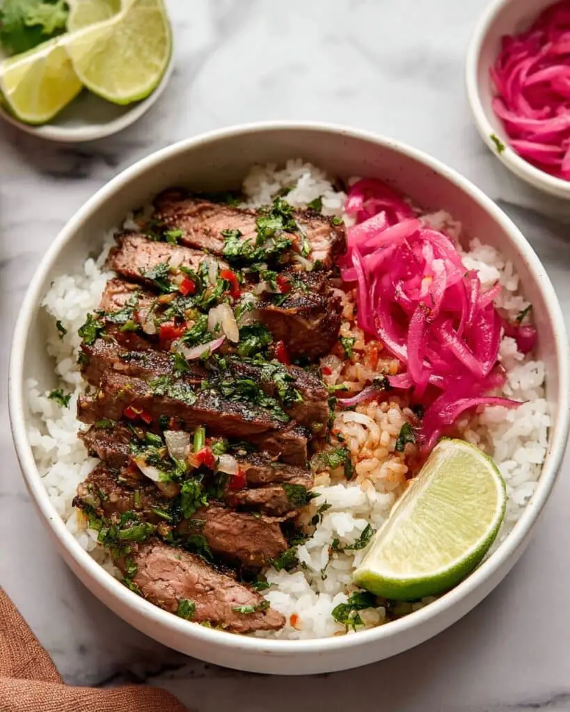 Skirt Steak Rice Bowls with Chimichurri Sauce Recipe