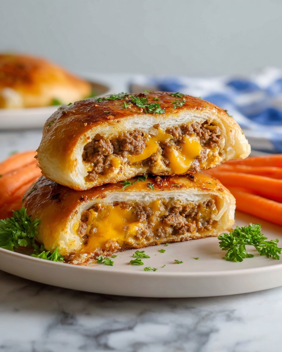 A white plate holds a golden brown pastry pocket that is slightly open, showing a filling of browned ground meat and melted cheese with some onion pieces inside. Next to it are thick, crinkle-cut fries, crispy with a golden color. Behind the fries is a small white bowl filled with red ketchup, rich and shiny. The plate is set on a folded white napkin with a red and yellow embroidered pattern, all placed on a white marbled surface. In the background, there is a clear glass of water with visible condensation. photo taken with an iphone --ar 4:5 --v 7