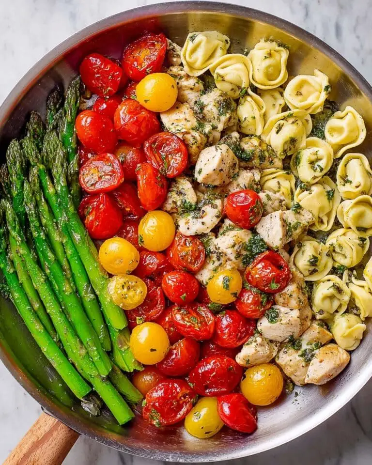 Pesto Chicken Tortellini with Sun-Dried Tomatoes and Asparagus Recipe
