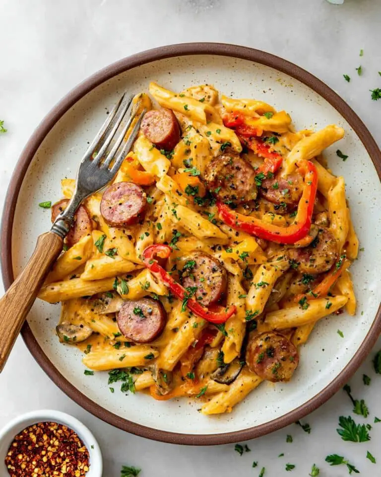 One-Pot Creamy Spicy Cajun Sausage Pasta Recipe