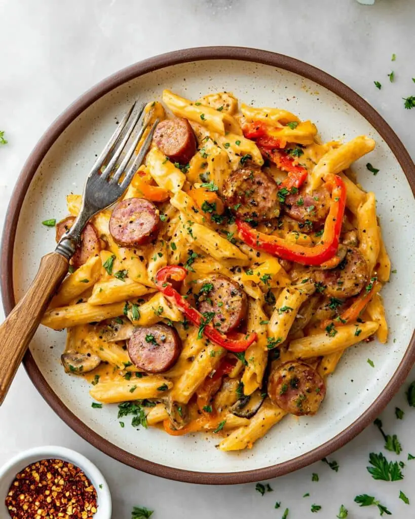 One-Pot Creamy Spicy Cajun Sausage Pasta Recipe