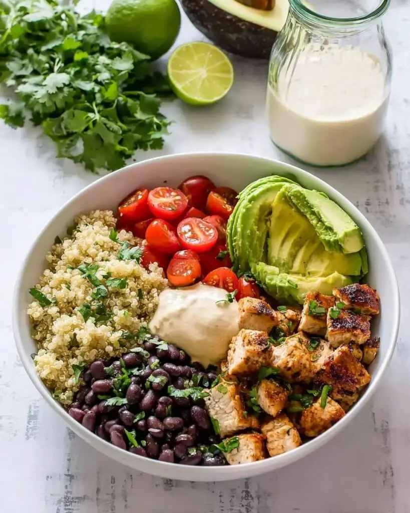 Cilantro Lime Quinoa Bowls with Hummus Vinaigrette Recipe