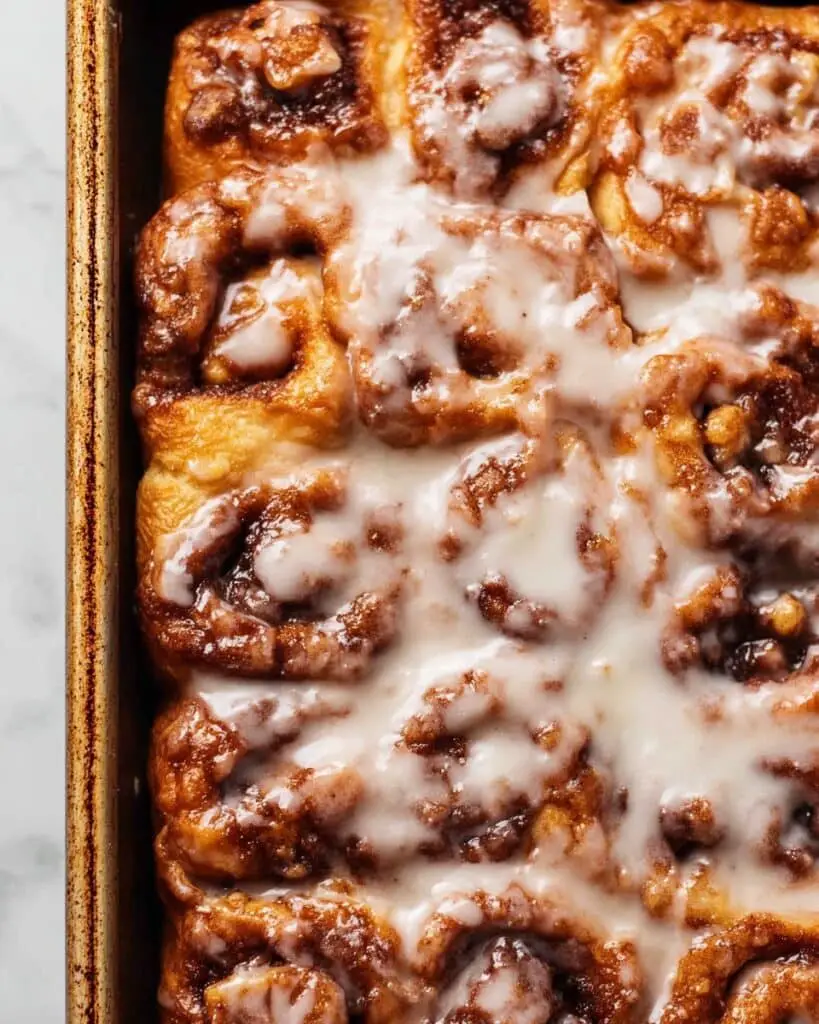 Cinnamon Brown Butter Focaccia with Vanilla Icing Recipe