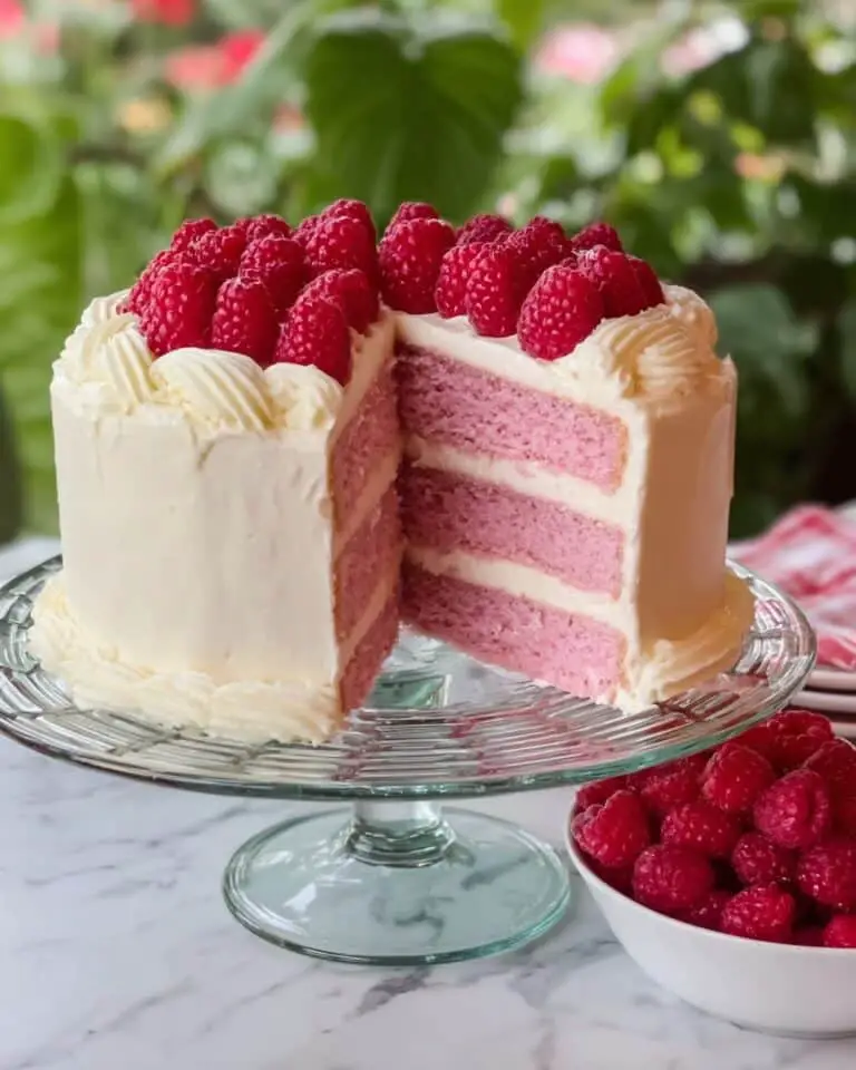 Raspberry Layer Cake with Cream Cheese Frosting and Raspberry Filling Recipe