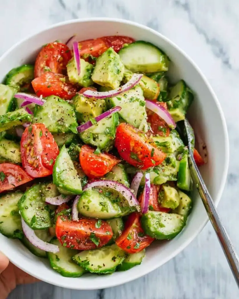 Cucumber Tomato Avocado Salad Recipe
