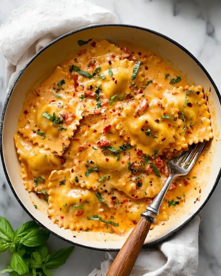 Easy Ravioli with Creamy Tomato Basil Sauce Recipe