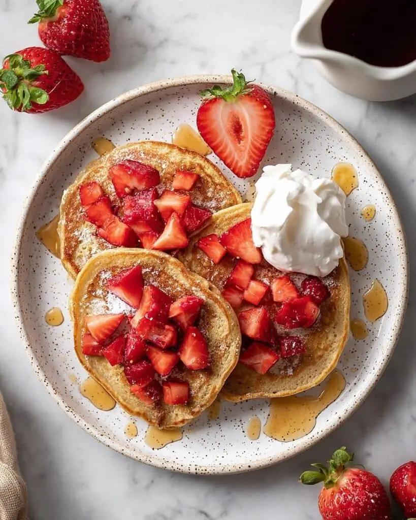 Strawberry Banana Grain-Free Fluffy Pancakes Recipe