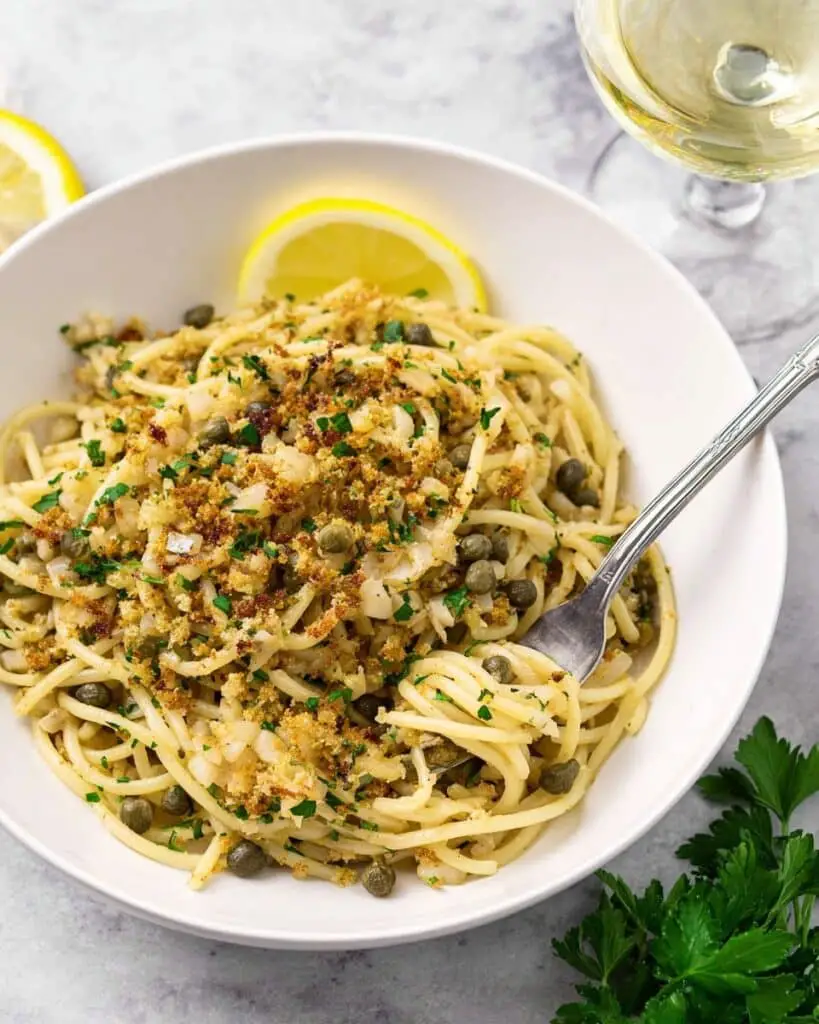 Sardine Pasta with Lemon and Garlic Crumbs Recipe