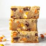 Peanut Butter Blondies with Reese's Pieces and Chocolate Chips Recipe