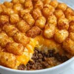 Tater Tot Casserole with Ground Beef and Mushroom Cream Sauce Recipe